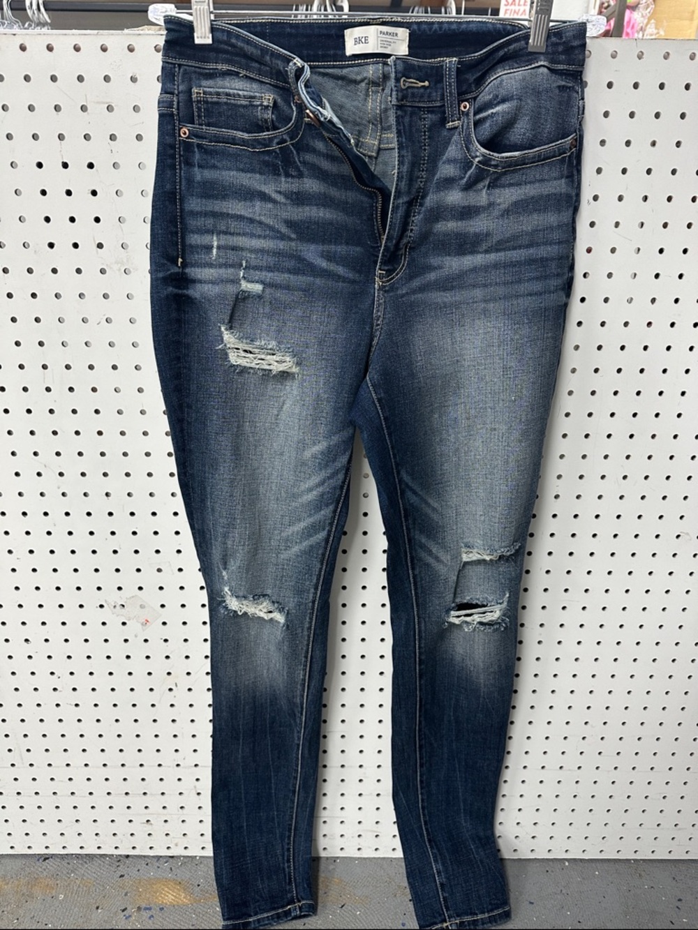 BKE  Parker Women's Distressed Skinny Jeans in Dark Blue Wash